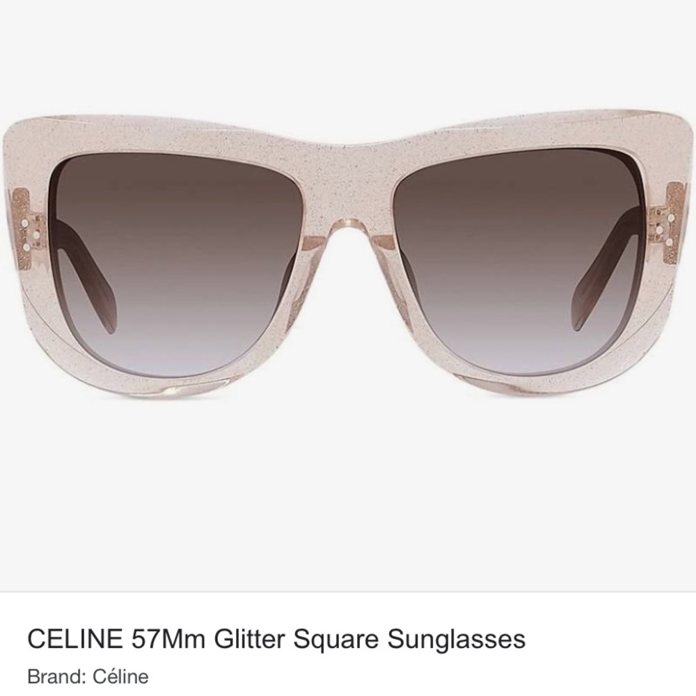 NWT Celine Square Glitter Sunglasses . Gold . 57mm orig 400